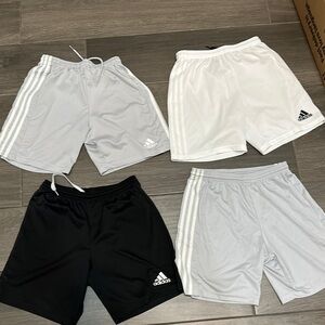 Adidas Men's 1-Black 1-White 2-Grey set of 4 Shorts soccer shorts size small
